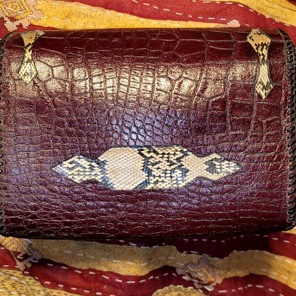 Genuine alligator and snake skin bag